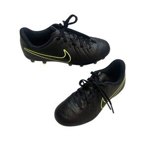 Nike Tiempo Legend Black Neon Yellow Soccer Cleats Unisex Kids size 3Y